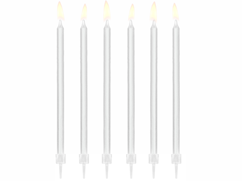 Świeczki urodzinowe gładkie, biały, 14cm (1 op. / 12 szt.)