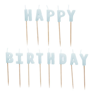Świeczki urodzinowe Happy Birthday, 2,5 cm, jasny błękit (1 op. / 13 szt.)
