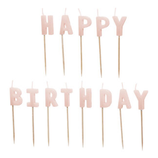Świeczki urodzinowe Happy Birthday, 2,5 cm, różowy (1 op. / 13 szt.)
