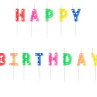 Świeczki urodzinowe Happy Birthday, mix, 2.5cm (1 op. / 13 szt.)