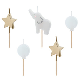 Świeczki urodzinowe Słonik, 3-5 cm, mix (1 op. / 5 szt.)