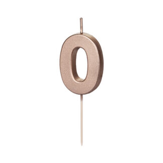 Świeczka urodzinowa Cyferka 0, różowe złoto, 4.5cm