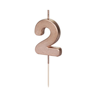 Świeczka urodzinowa Cyferka 2, różowe złoto, 4.5cm