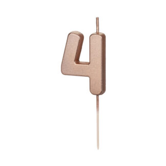 Świeczka urodzinowa Cyferka 4, różowe złoto, 4.5cm