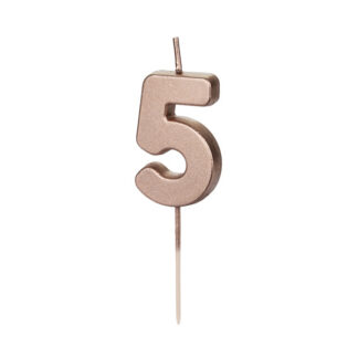 Świeczka urodzinowa Cyferka 5, różowe złoto, 4.5cm