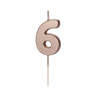 Świeczka urodzinowa Cyferka 6, różowe złoto, 4.5cm