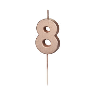 Świeczka urodzinowa Cyferka 8, różowe złoto, 4.5cm