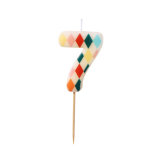 Świeczka urodzinowa Cyfra 7 Romby, 5,5 cm, mix