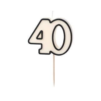 Świeczka urodzinowa liczba 40, 5,5cm, biało-czarny