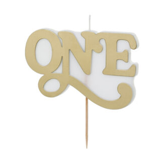 Świeczka urodzinowa ”ONE”, 3.8×6.5 cm, zimny złoty