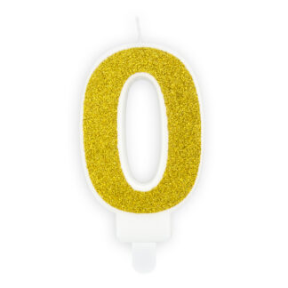 Świeczka urodzinowa Cyferka 0, złoty, 7cm
