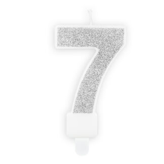 Świeczka urodzinowa Cyferka 7, srebrny, 7cm