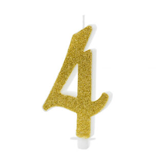 Świeczka urodzinowa Cyferka 4, złoty, 10cm