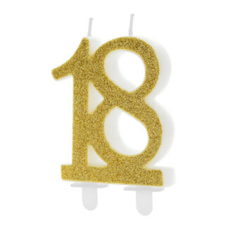Świeczka urodzinowa liczba 18, złoty, 7.5cm