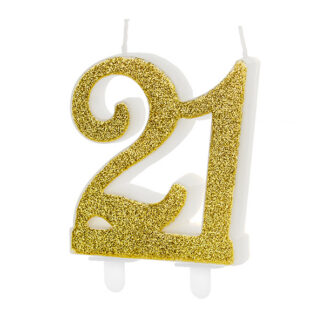 Świeczka urodzinowa liczba 21, złoty, 7.5cm