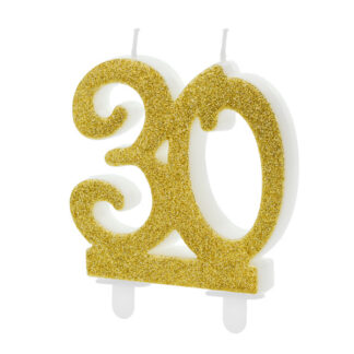 Świeczka urodzinowa liczba 30, złoty 7.5cm