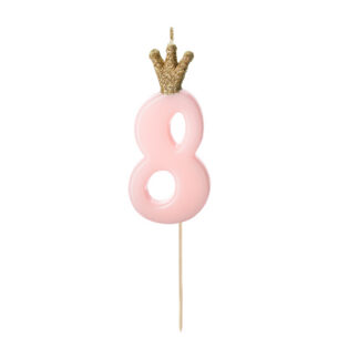 Świeczka urodzinowa Cyferka 8,  jasny różowy, 9.5cm