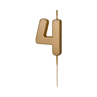 Świeczka urodzinowa Cyferka 4, 4.5 cm, złoty