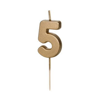 Świeczka urodzinowa Cyferka 5, 4.5 cm, złoty