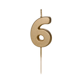 Świeczka urodzinowa Cyferka 6, 4.5 cm, złoty