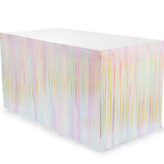 Skirting foliowy z frędzlami, opalizujący, 300x80cm