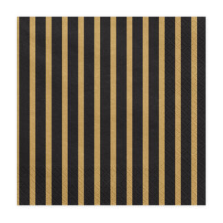 Serwetki Paski, złoty, 33x33 cm (1 op. / 20 szt.)