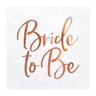 Serwetki Bride to Be, różowe złoto, 33x33cm (1 op. / 20 szt.)