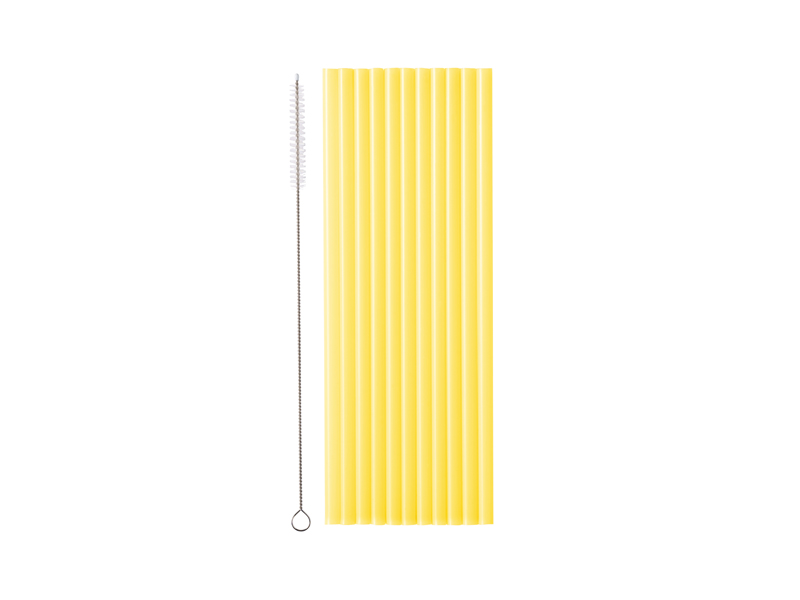 Słomki plastikowe, 23 cm, żółty (1 op. / 12 szt.)