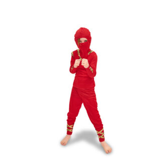 Strój Ninja, czerwony, rozmiar 116-128 cm