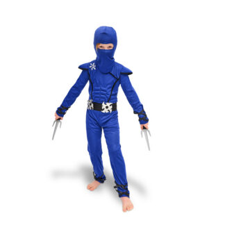 Strój Ninja, niebieski, rozmiar 116-128 cm