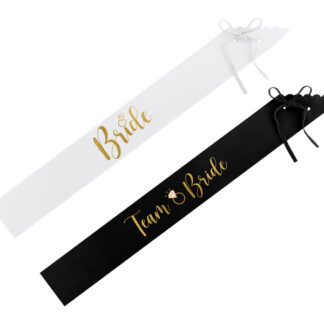 Szarfy Bride to be i Bride, czarne i biała (1 op. / 6 szt.)