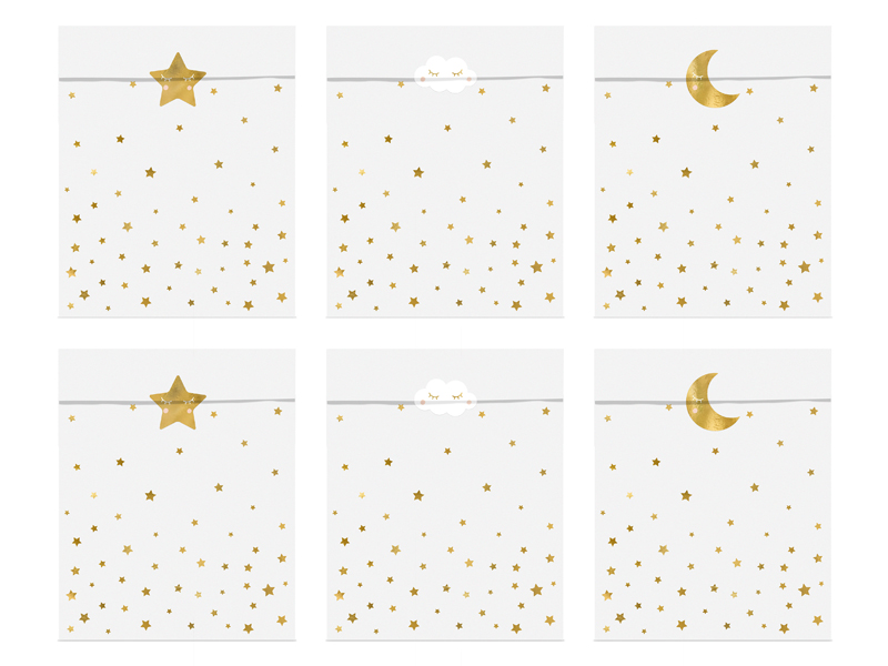 Torebki na słodycze Little Star, 13x14cm (1 op. / 6 szt.)