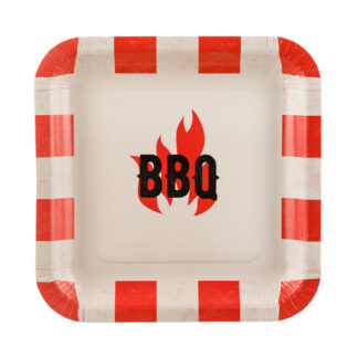 Talerzyki papierowe BBQ, mix, 26x26cm (1 op. / 6 szt.)