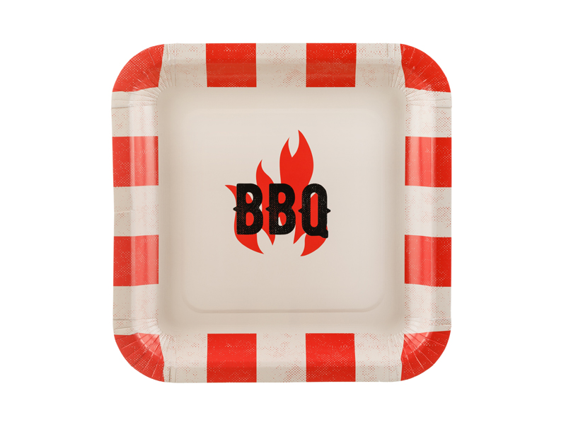Talerzyki papierowe BBQ, mix, 26x26cm (1 op. / 6 szt.)