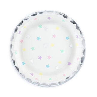 Talerzyki Jednorożec - Gwiazdki, 18 cm (1 op. / 6 szt.)