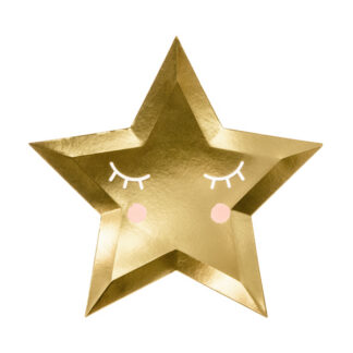 Talerzyki Little Star - Gwiazda, złoty, 27cm (1 op. / 6 szt.)
