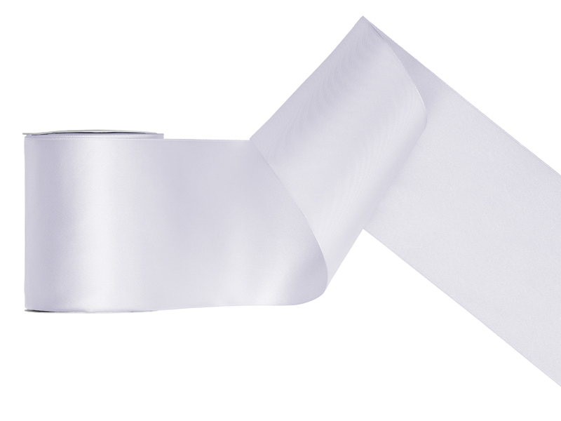 Tasiemka satynowa, biały, 100mm/25m (1 szt. / 25 mb.)