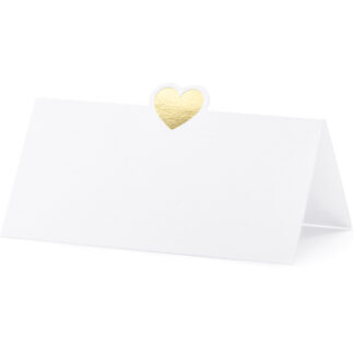 Wizytówki na stół – Serce, złoty, 10x5cm (1 op. / 10 szt.)