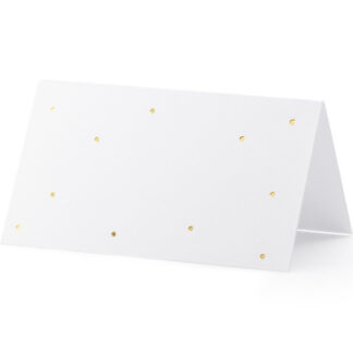 Wizytówki na stół – Kropki, złoty, 9,5×5,5cm (1 op. / 10 szt.)