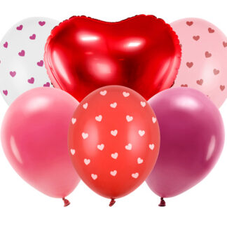 Zestaw balonów Be mine valentine, mix (1 op. / 6 szt.)