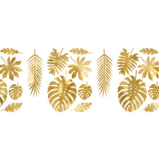 Dekoracje Aloha - Liście tropikalne, złoty (1 op. / 21 szt.)