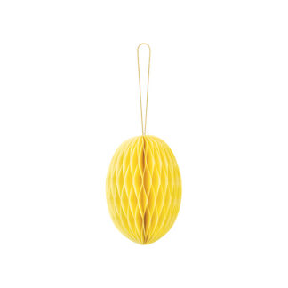 Dekoracja papierowa honeycomb Jajko, żółty, 12 cm