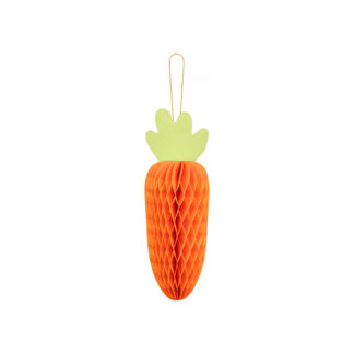 Dekoracja papierowa honeycomb Marchewka, pomarańczowy, 20 cm