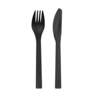 Sztućce plastikowe, 18-18.5 cm, czarny (1 op. / 12 szt.)