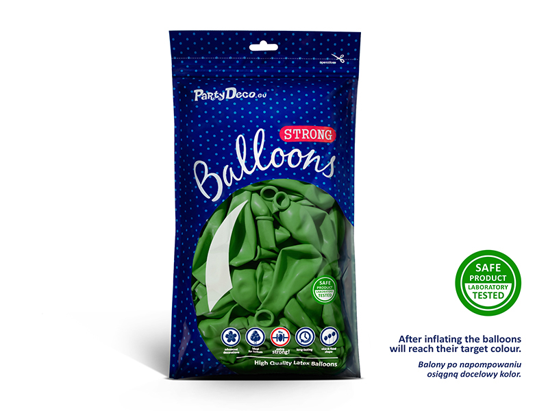 Balony Strong 27cm, Pastel Bright Green (1 op. / 100 szt.) - obrazek 2