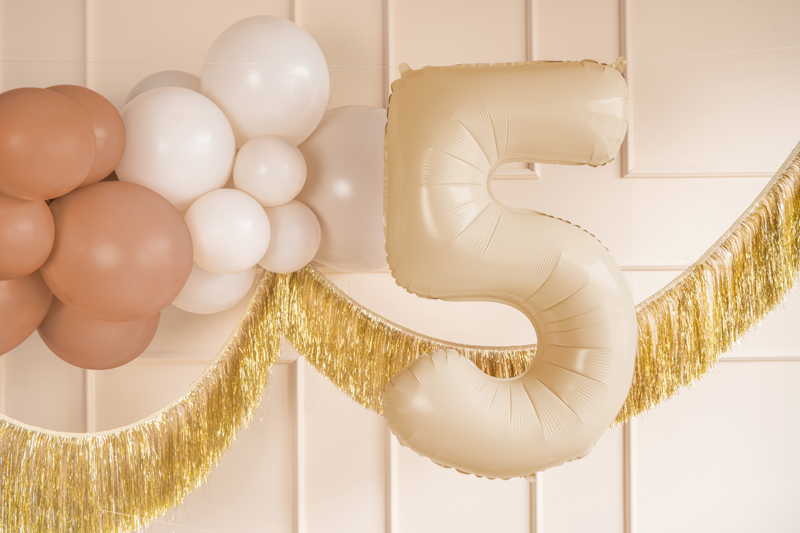 Balon foliowy Cyfra ''5'', 72cm, beż - obrazek 2