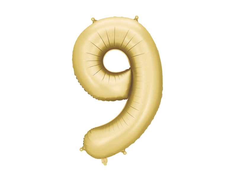 Balon foliowy Cyfra '9', 86cm, złoty