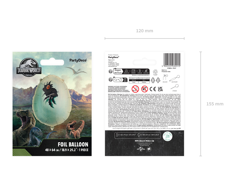 Balon foliowy Jurassic World Jajo Dinozaura, 48x64 cm, mix - obrazek 4