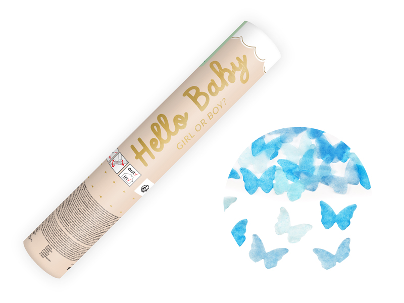Tuba strzelająca motylkami Hello Baby, 20 cm, niebieski
