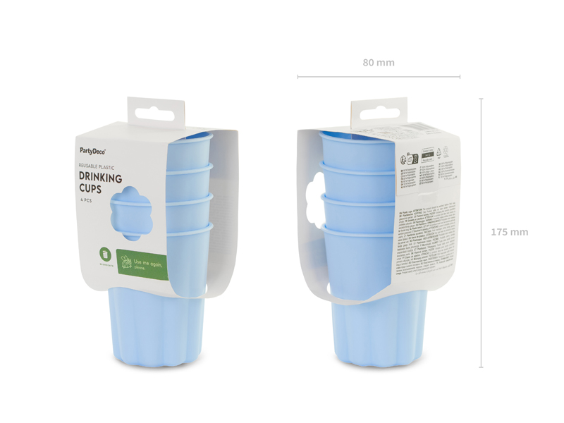 Kubeczki plastikowe Falbanka, 220 ml, błękitny (1 op. / 4 szt.) - obrazek 7